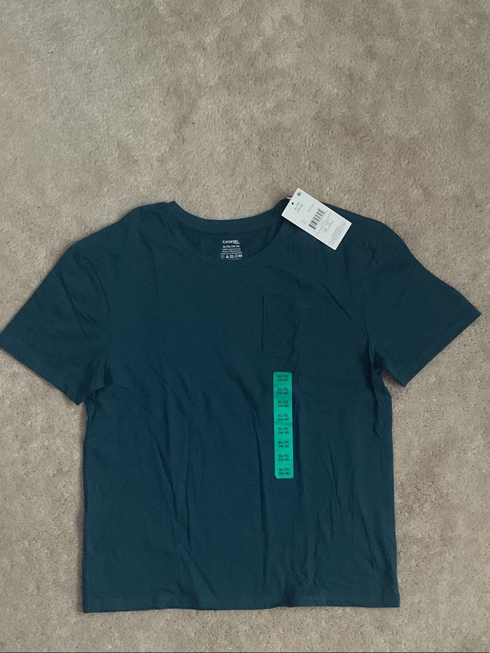 George Men's Teal Short Sleeve Pocket Tee